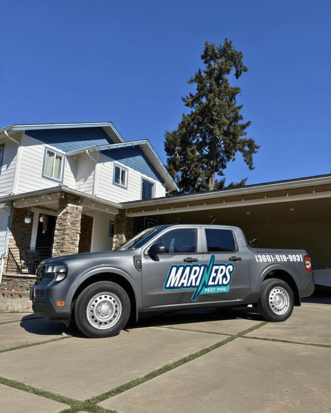 Mariners Pest Pro service truck at a customer's home